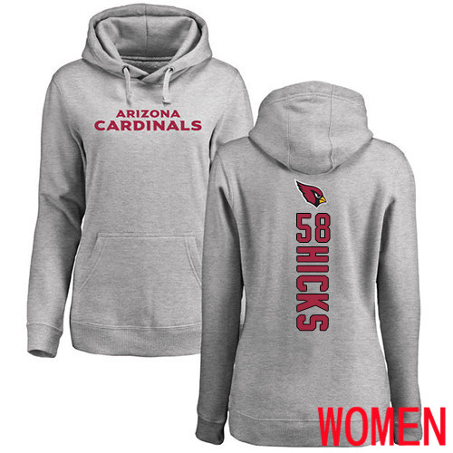 Arizona Cardinals Ash Women Jordan Hicks Backer NFL Football 58 Pullover Hoodie Sweatshirts